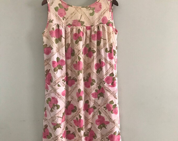 1960s Pink Floral Vintage Plus Sized House Dress, Vintage Summer Dress