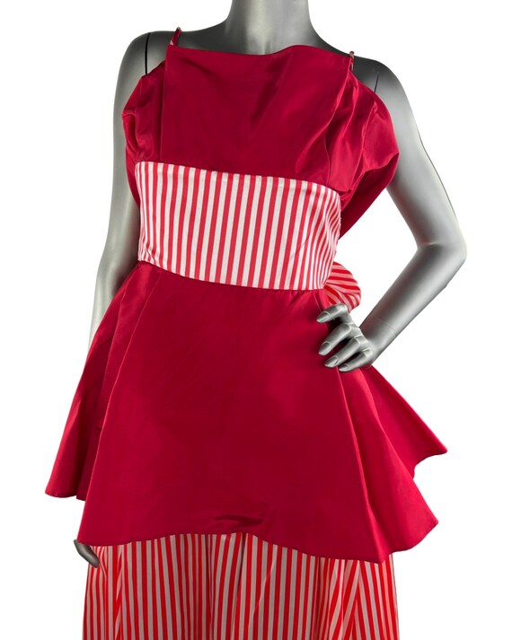 Vintage 1980’S Red And White Candy Striped Dress … - image 7