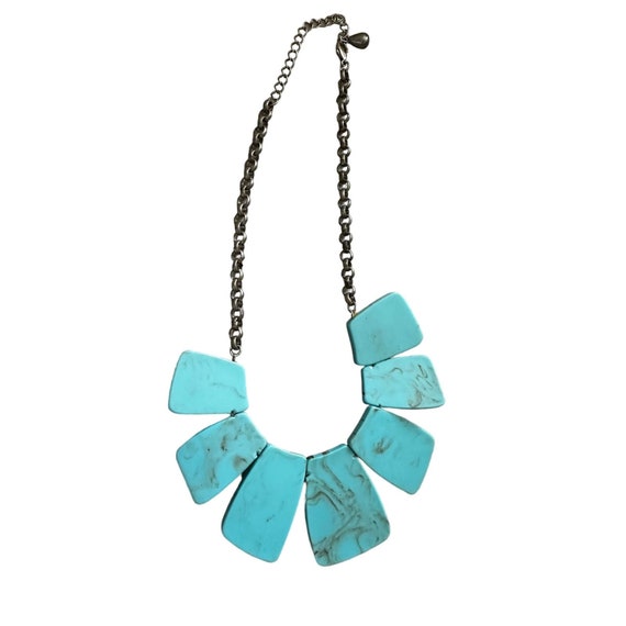 Faux Turquoise and Gemstones Chunky Bib Collar Ne… - image 7