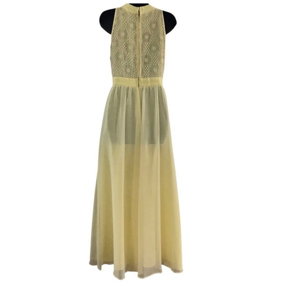 Vintage Two Piece Yellow Lace Maxi Halter Dress a… - image 6