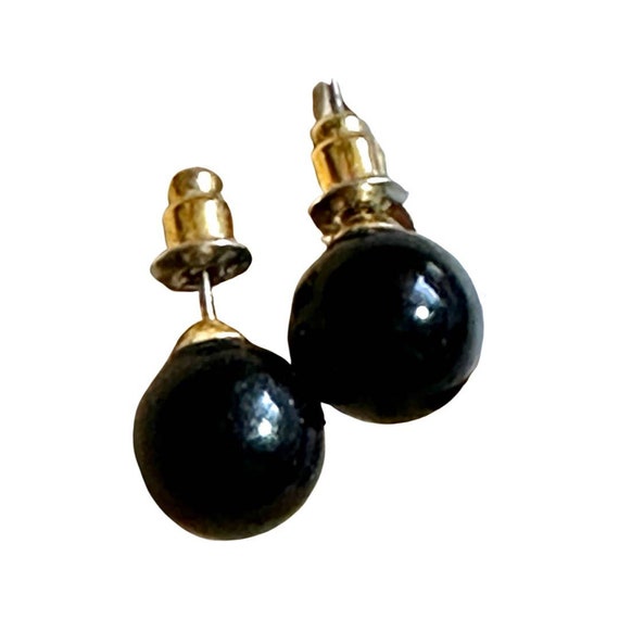Vintage Black Onyx Pearl Set Earrings and Necklac… - image 9