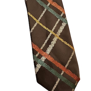 Vintage Brown Principe 70s Polyester Necktie
