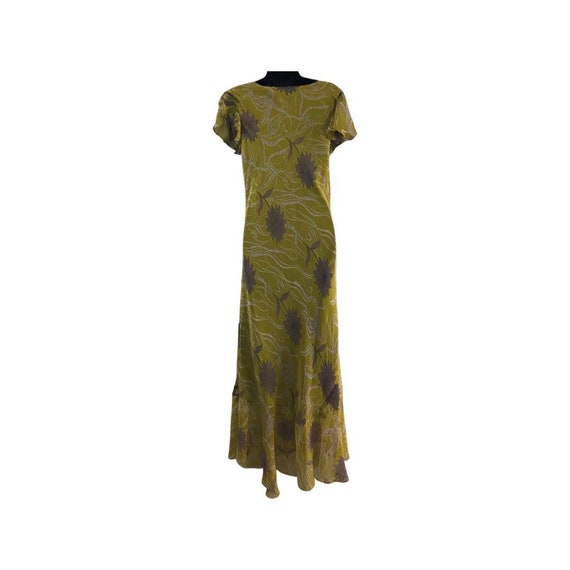 Vintage Jessica Taylor Green Floral Maxi Dress Sm… - image 6