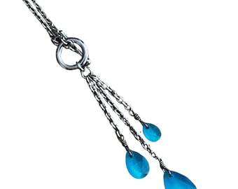 Blue Glass Rhinestone Necklace