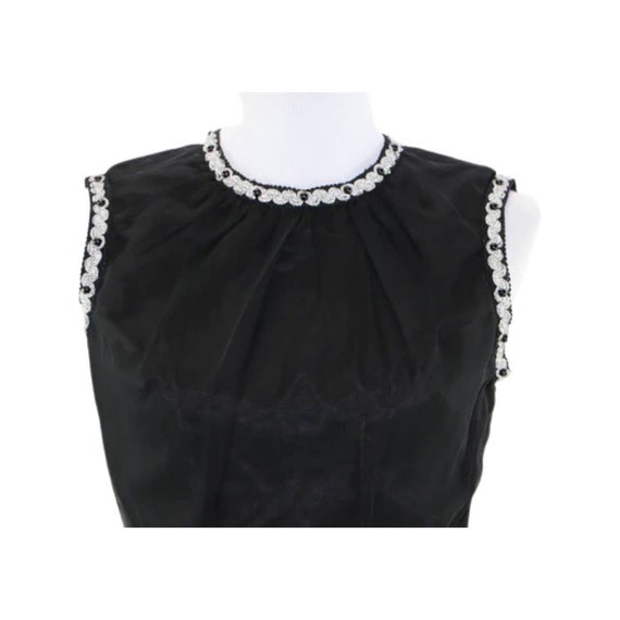 Vintage 60s Little Black Dress Trimmed in Metalli… - image 2