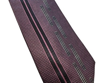 Vintage J Ferrar Purple and Black Striped Silk Necktie NWT