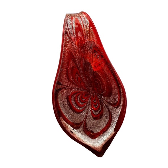 Vintage 90s Handblown Hippie Red Glass Pendant
