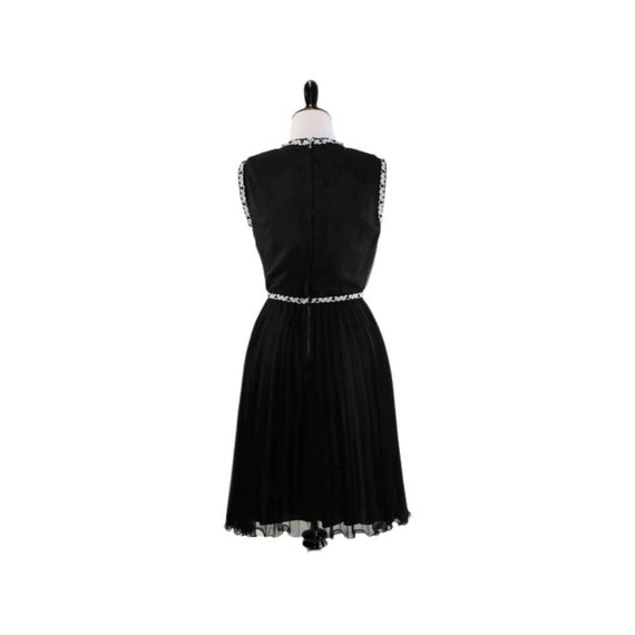 Vintage 60s Little Black Dress Trimmed in Metalli… - image 6