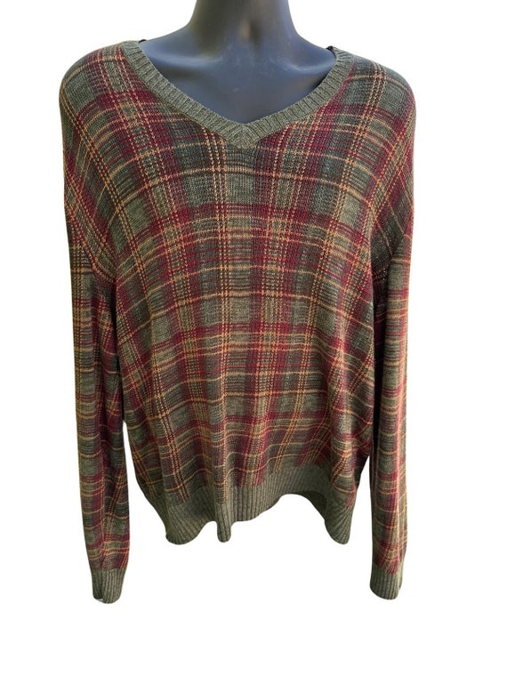 Ralph Lauren Polo Green Red Plaid Sweater XL - image 1