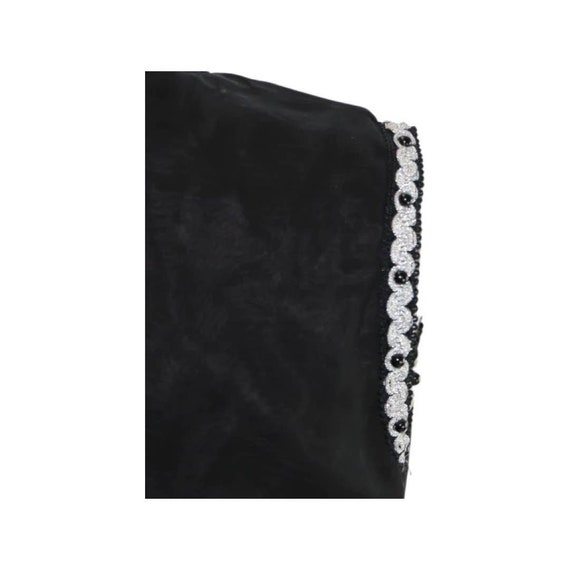 Vintage 60s Little Black Dress Trimmed in Metalli… - image 4
