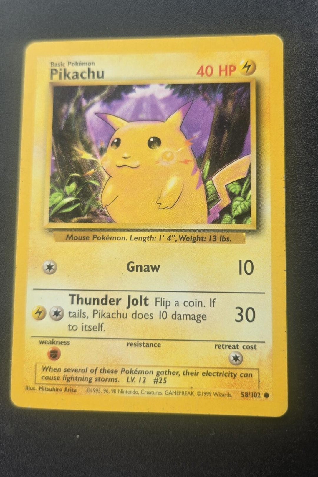 Pokemon Pikachu Basic Card 40 HP - Etsy
