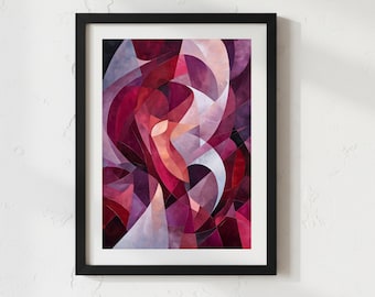 Burgundy Abstract Wall Art, Plum Art Print, Organic Modern Artwork, Rich Colour Contemporary Painting, Wine Colour Art, Digital Download