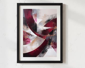 Plum Abstract Wall Art, Burgundy Modern Art Print, Architectural Abstract Artwork, Luxury Contemporary Decor, Digital Download