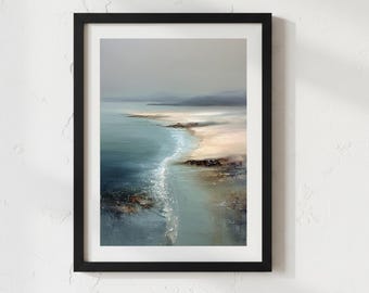 Beach Landscape Wall Art, Contemporary Coastal Art Print, Fine Art Beach Artwork, Minimalist Seascape Decor, Digital Download