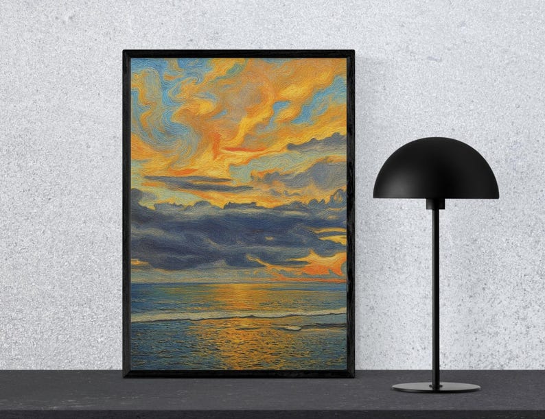 Sri Lanka Sunset Print Oil Painting Effect Tropical Beach Art sri-lanka-sunset-print-oil-painting-effect-tropical-beach-art