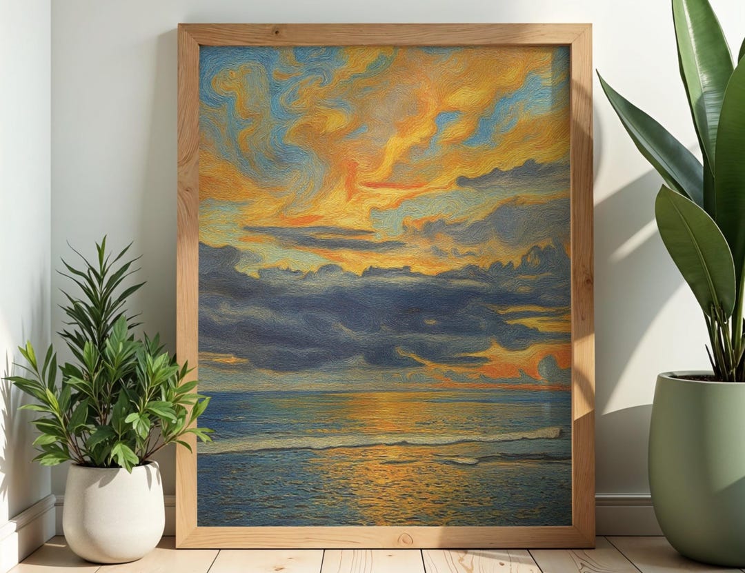 Sri Lanka Sunset Print Oil Painting Effect Tropical Beach Art sri-lanka-sunset-print-oil-painting-effect-tropical-beach-art