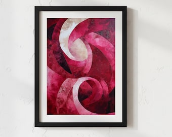 Burgundy Abstract Wall Art, Deep Red Geometric Art Print, Plum Oxblood Modern Artwork, Contemporary Luxury Decor, Digital Download
