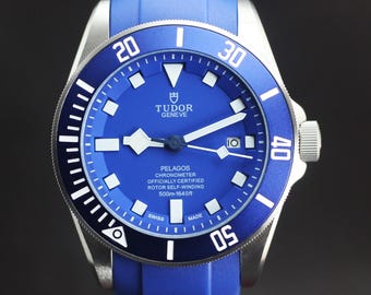 Refurbished Automatic Tudor Chronometer In Blue Dial Men's Watch With Date Indicator.