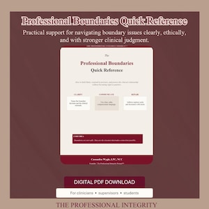 Professional Boundaries Quick Reference | Therapist Boundaries, Dual Relationships, Self-Disclosure and Documentation Guide