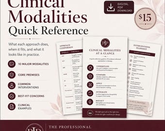 Clinical Modalities Quick Reference Guide | CBT, DBT, ERP (Digital Download)