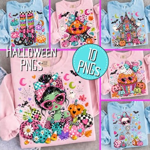 Halloween PNG Bundle, Trendt Spooky Coquette Preppy Watercolor Sublimation Clipart Design Collection