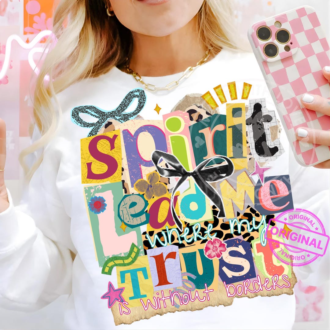 Spirit Lead Me, Trendy Christian Ransom Note Collage PNG, Retro Faith ...