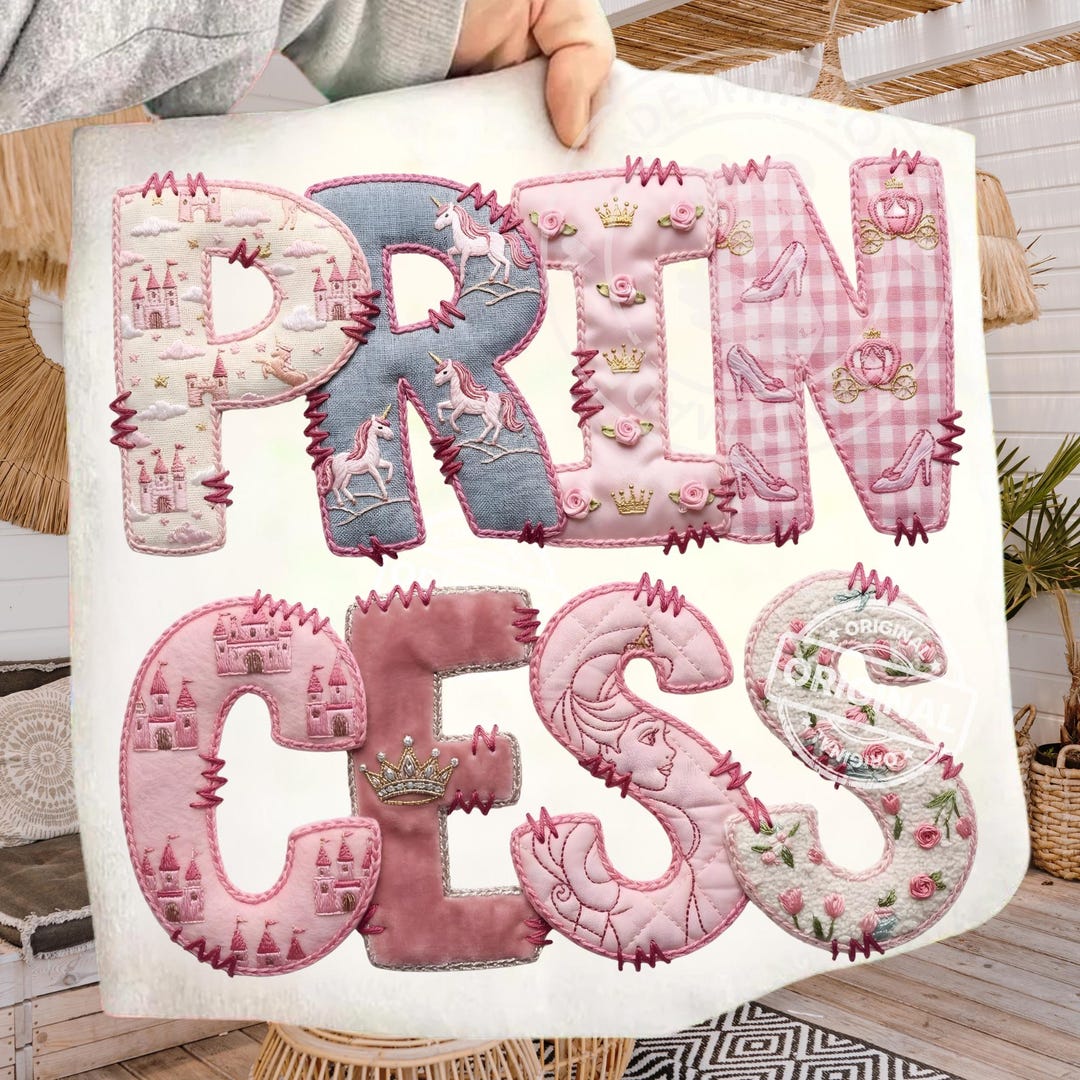 Princess Patchwork Embroidery PNG, Pink Coquette Fairy Tale Design ...
