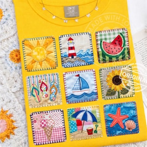 Sommarlapptäcke Grid PNG, Strandkustsolsken, Flip-flops Vattenmelon Preppy Design