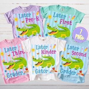 End of School, Later Gator PNG Bundle, Alligator Kindergarten, PreK, erste, zweite, dritte Klasse