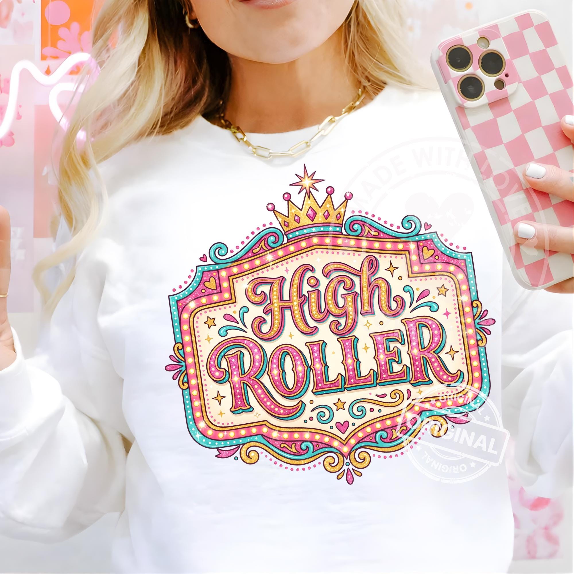 Neon Rodeo Shirt Design High Roller Cowgirl PNG, Western Glam, Casino Girl, Sassy Pink Neon ...