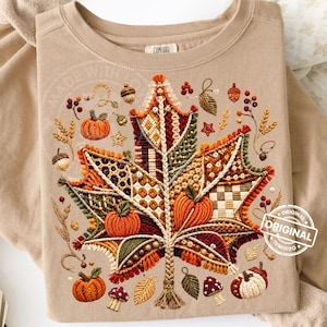 Boho Macrame Maple Leaf PNG, Fall Patchwork Pumpkin, Crochet Autumn Sublimation, Thanksgiving Clipart Design