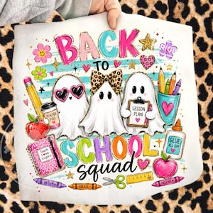 Trendy Back To School Ghost Teacher PNG, Preppy Halloween Stripe Classroom Shirt Design Download