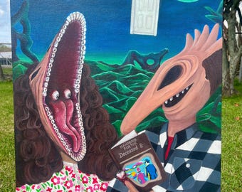 Original “Barbara & Adam – Sandworm Realm” Acrylic Painting | 24x18