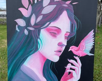 Original "Curious Wings" l Acrylic Painting | 16x20