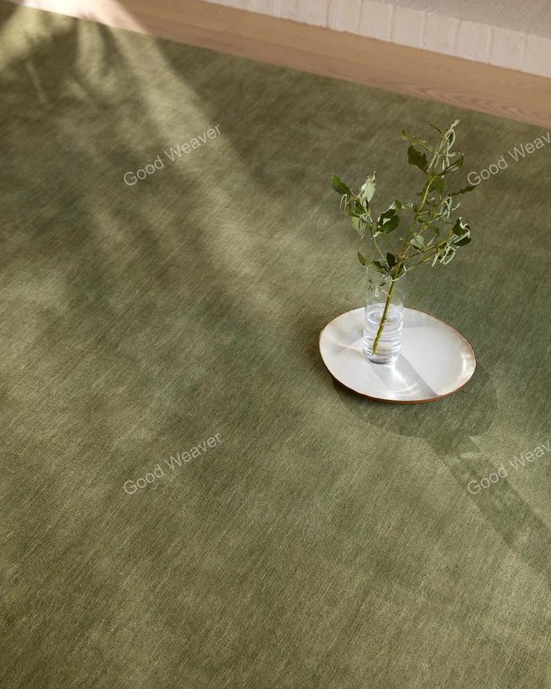 Hand Tufted Wool Rug | Sage Green Color Area Rug for Bedroom - Etsy