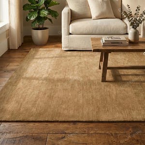 Handgetuft wollen vloerkleed | Warmbeige modern minimalistisch tapijt