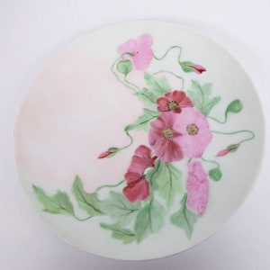 Antique Thomas Bavaria Hand Painted Dessert Plate - 10&quot; Pink Floral Platter - German Porcelain 1908-1939