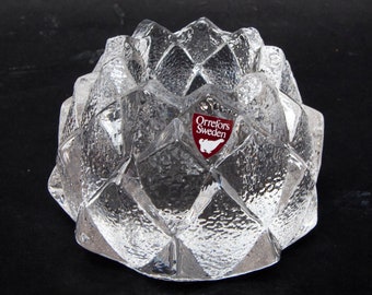 Vintage Orrefors Sweden Artichoke Firefly Crystal Nimbus Votive Candle Holder Tealight Holder