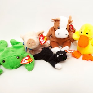 Vintage Ty Beanie Babies: Retired Farm Animal Plush Set