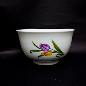 Vintage Hand-Painted Tulip Bowl: Bareuther Waldsassen Bavaria Porcelain