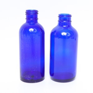 Vintage Cobalt Blue Glass Bottles: Apothecary & Aveda Vase Set