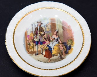 Vintage Paragon Small Dish: Cries of London, Yellow Primroses, Girls Selling Flowers, Fine Bone China, Illustrated Tea Plate, England