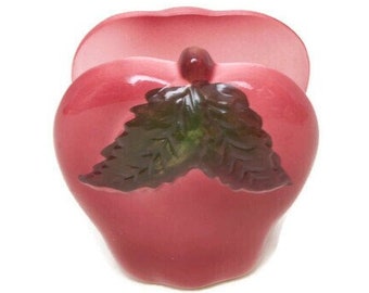 Vintage Red Apple Napkin Holder Country Home Ceramic Letter Holder Taiwan Apple Kitchen