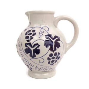 Pichet allemand vintage en grès émaillé au sel - Pichet de 1/4 litre bleu cobalt - Accessoires de bar à vin et bière - Fabriqué en Allemagne