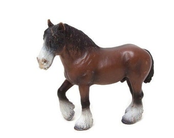 vintage 2000 Schleich Allemagne - étalon Clydesdale brun - hongre de trait - figurine de cheval à la retraite - 5 pouces