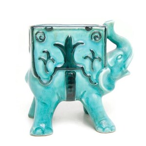 Vintage Goebel Hummel Elephant Planter Turquoise Crown Mark 1935 RT923B Germany