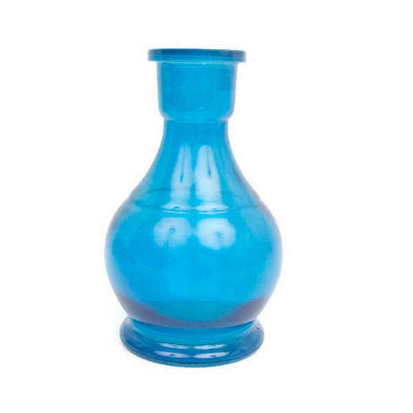 Vintage Turquoise Glass Decanter Footed Flower Vase Peacock Barware Wedding Decor Liquor Bottle 7 Inch