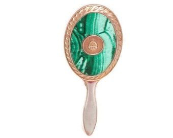 Petit miroir à main vintage - ton doré - gland en relief - décoration de coiffeuse - miroir de sac à main - 5 pouces