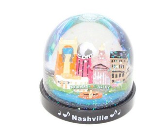 Vintage NASHVILLE Snow Globe - Printers Alley - Glitter Waterball - Music City USA - Landmark Souvenir