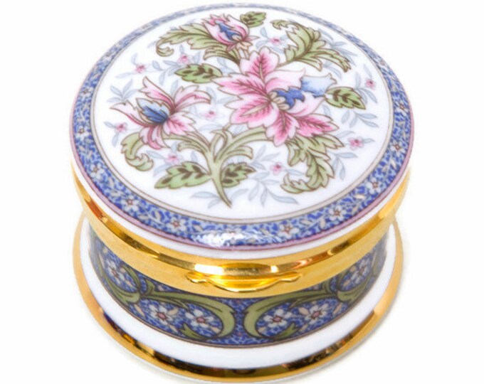 Vintage FALCON CHINA Floral Trinket Box Staffordshire England Bone